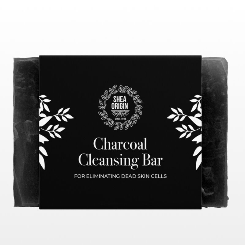 A bar of Shea Origin Charcoal Cleansing Bar