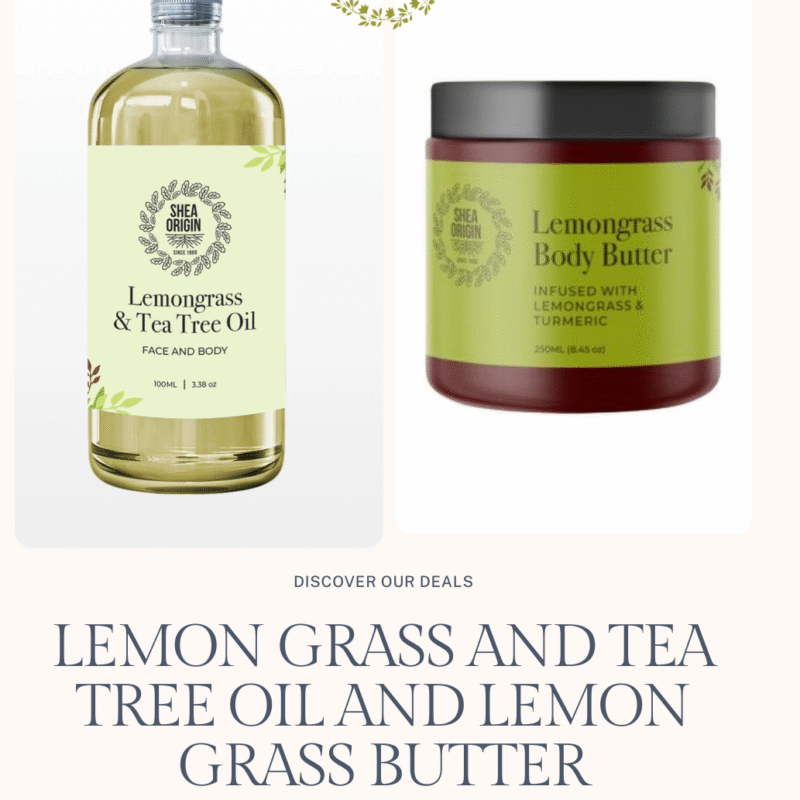 Lemongrass and Tea Tree Oil And Lemongrass Butter Bundle- Face and Body Oil for Healthy and Glowing Skin